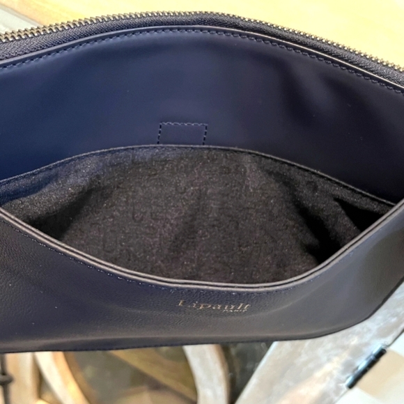 Lipault Paris Plume Elegance Clutch  in Navy Blue Leather  New In Box Wi… - Picture 9 of 13
